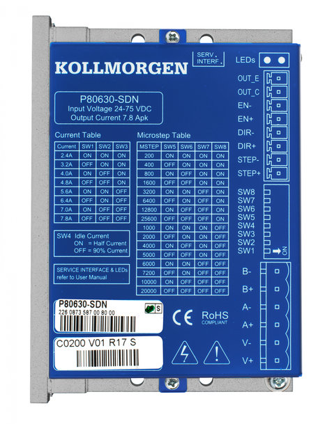 Kollmorgen, gelişmiş P8000 serisini yeni P80630-SDN Step Motor Sürücü ile çıkarıyor
